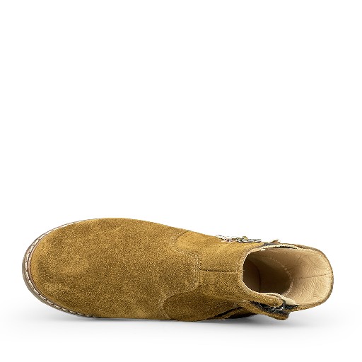 Pom d'api Laarzen Korte laars in bruin nubuck met bloemetjes