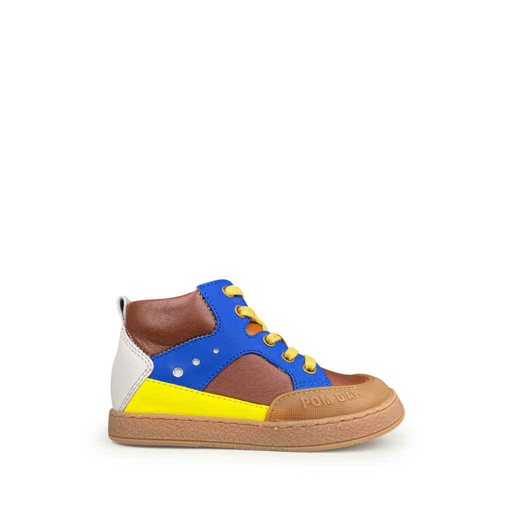 Pom d'api - Stoere sneaker met bruin en blauw