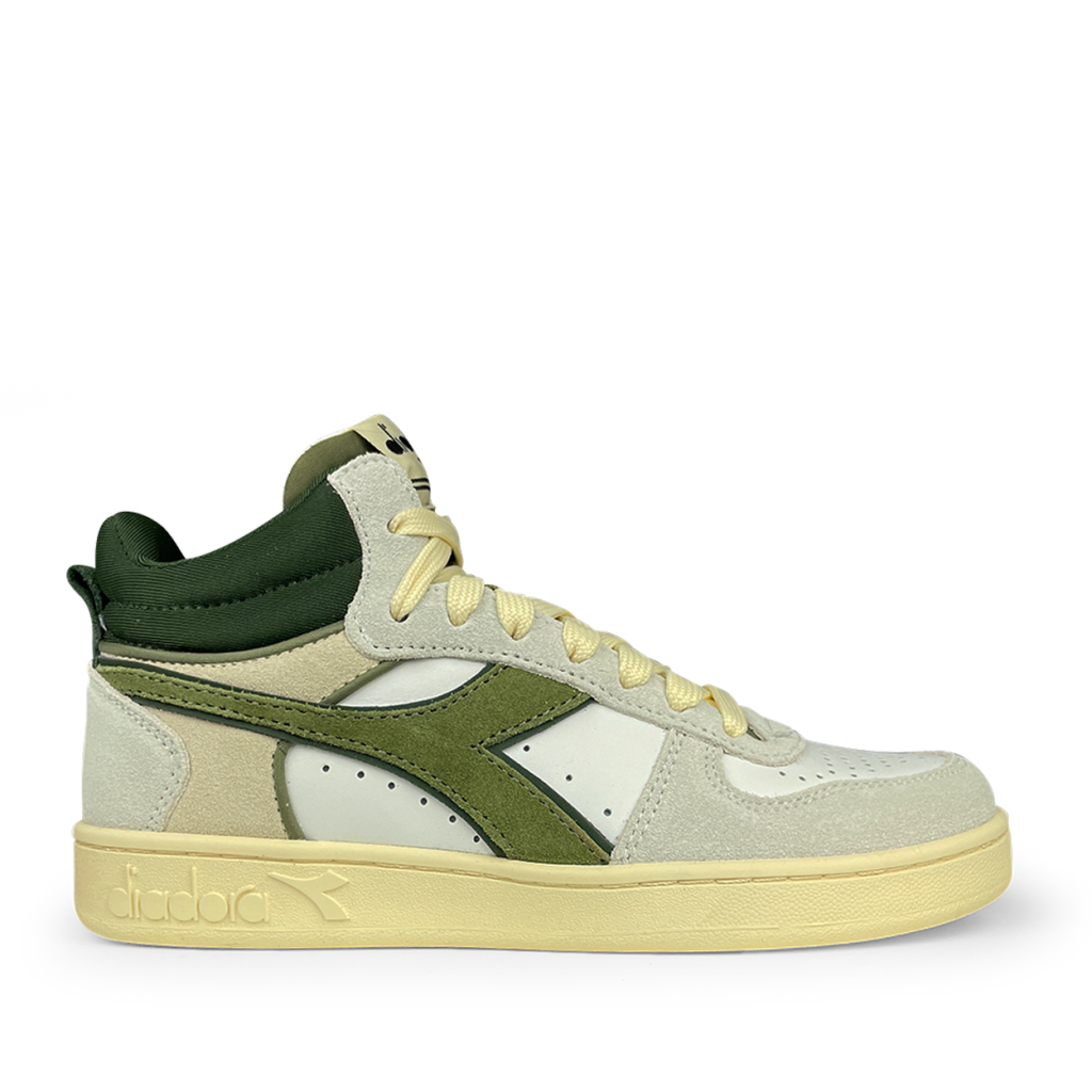 Diadora - Hoge grijze sneaker met kaki