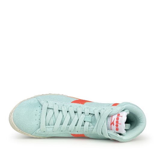 Diadora sneaker Halfhoge turquoise sneaker met koraal logo