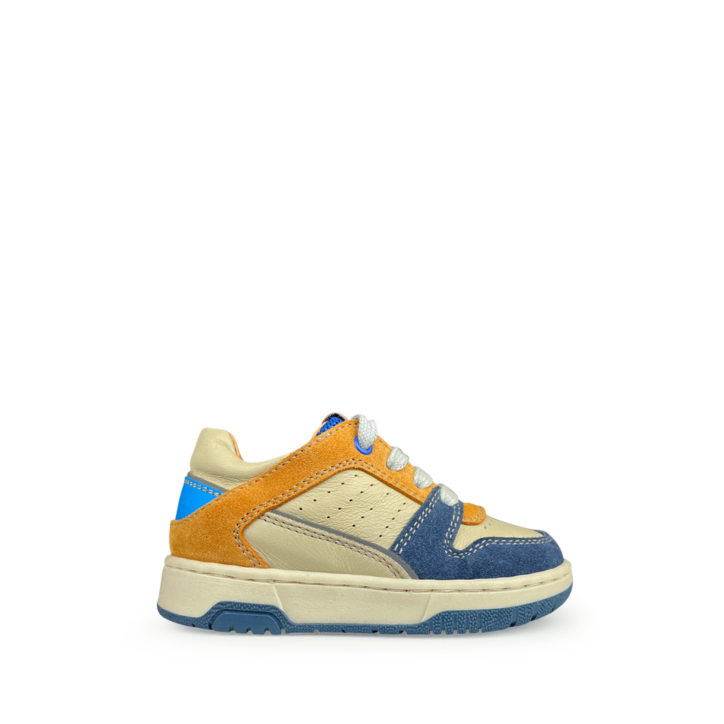 Babybotte - Beige sneaker met blauw en oker