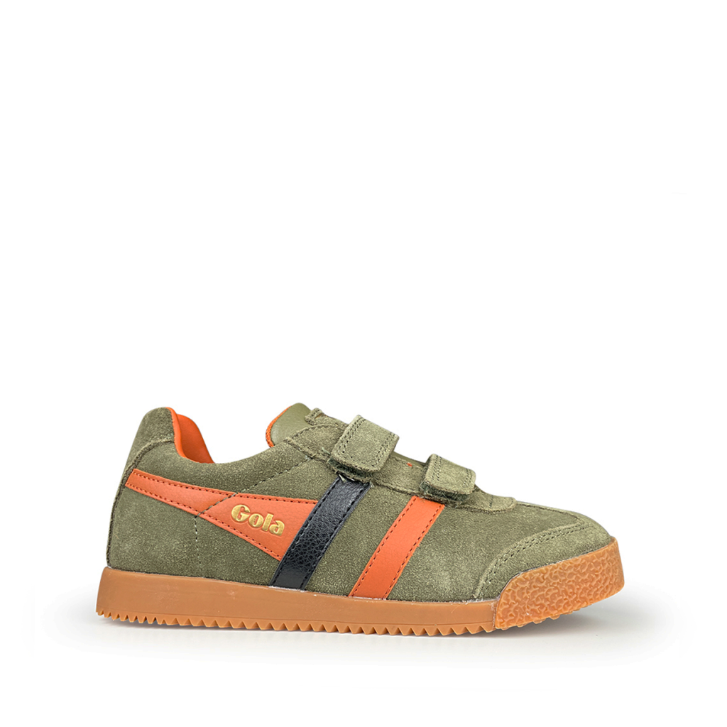 Gola - Khaki sude sneaker met zwarte en terracotta strepen