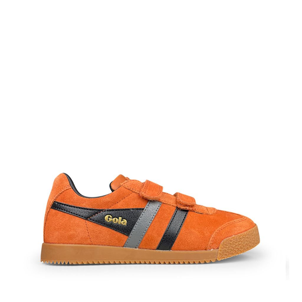 Gola - Oranje nubuck sneaker met zwarte en grijze strepen