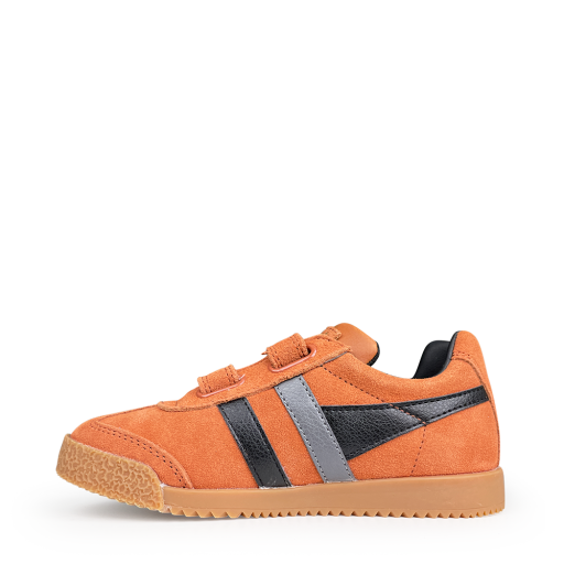 Gola sneaker Oranje nubuck sneaker met zwarte en grijze strepen