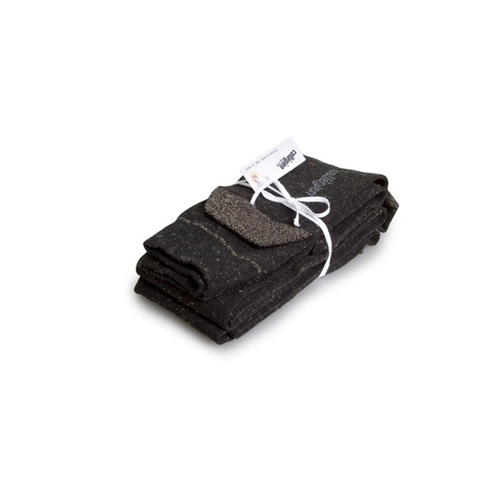 Collegien - Shiny black tights with golden speckle - Noir/dore