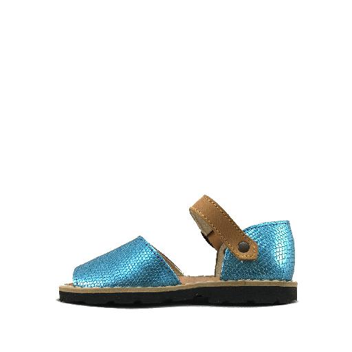 Minorquines sandalen Sandaal in reptielenprint in turquoise-blauw