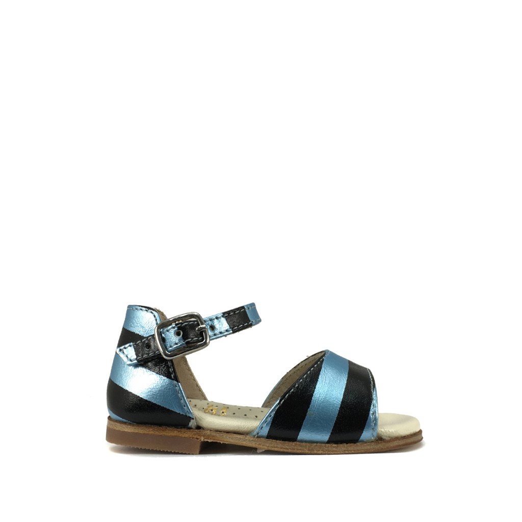Gallucci - Lovely sandal in black and blue metallic striped