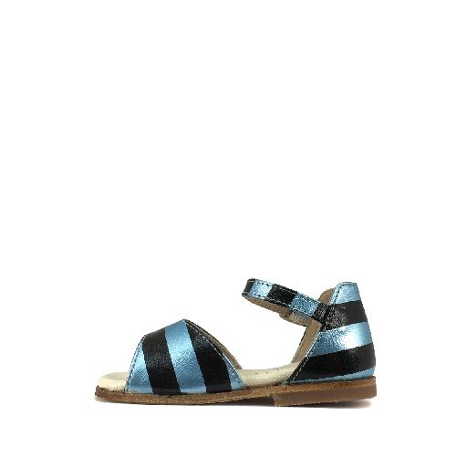 Gallucci sandals Lovely sandal in black and blue metallic striped