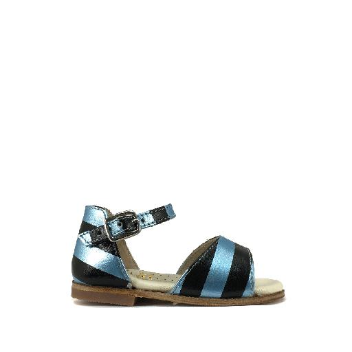 Gallucci sandals Lovely sandal in black and blue metallic striped