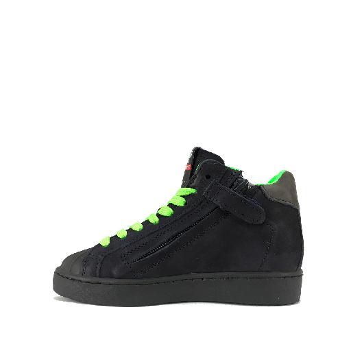 HIP trainer High dark blue sneaker with fluo green laces