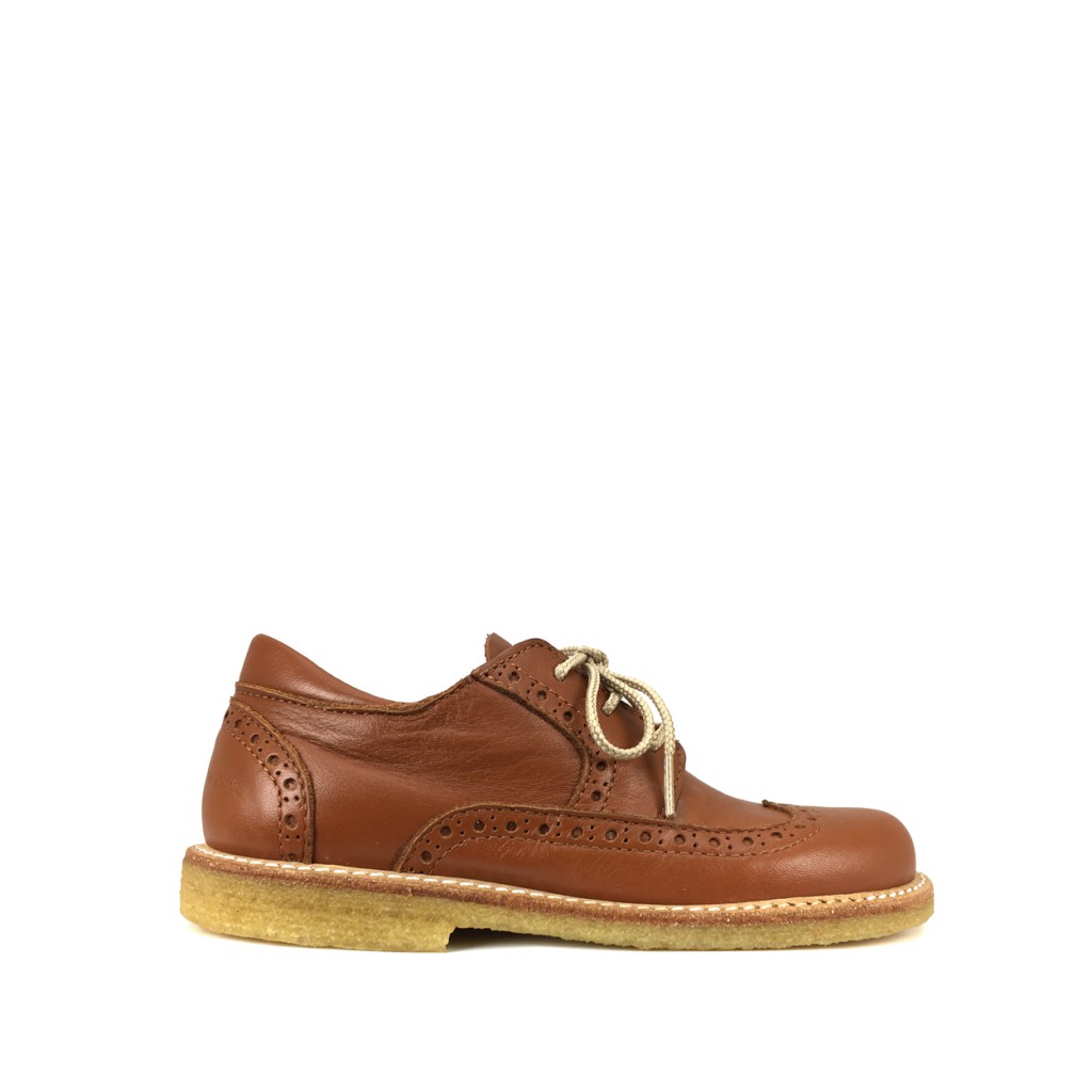 Angulus - Lace shoe in cognac with brogues