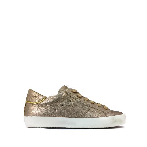 Kids shoe online Philippe Model trainer Low metallic champagne colored sneaker