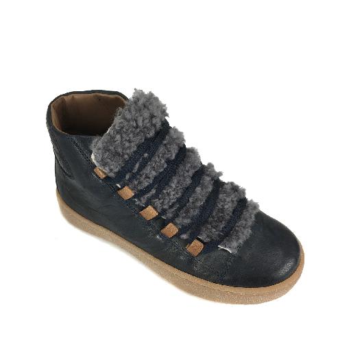 Pp Boots Dark blue bottine with wool tongue