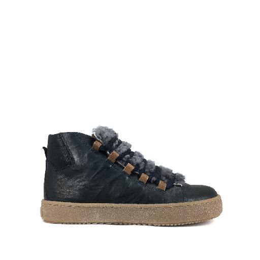 Kids shoe online Pp Boots Dark blue bottine with wool tongue