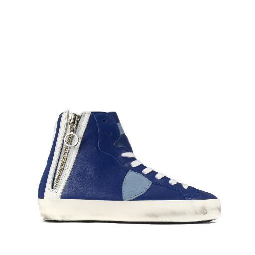 Kids shoe online Philippe Model trainer High sneaker in blue and white