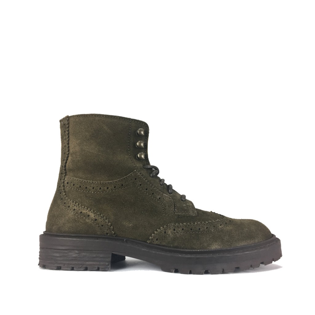 HIP - Green suede lace boot with brogues details