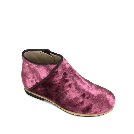 Manuela de juan short boots Wine red velvet ankle boot