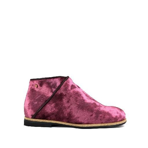 Kids shoe online Manuela de juan short boots Wine red velvet ankle boot