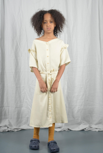 The Bibio Project jurken Witte jurk met knoopsluiting