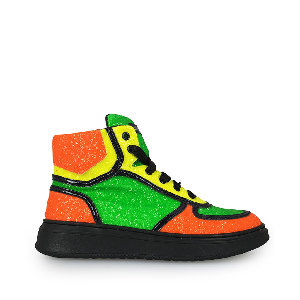 Rondinella - High fluo glitter sneaker