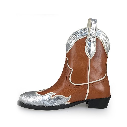 Maison Mangostan short boots Cowboyboot in brown and silver
