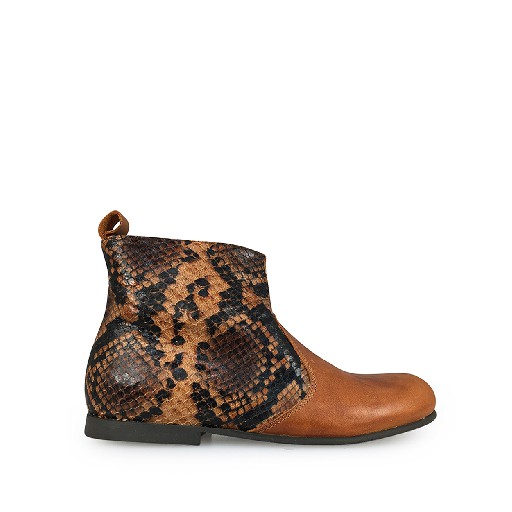 Kids shoe online Pèpè short boots Brown short boot with python