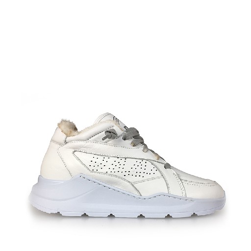 Kinderschoen online P448 sneaker Dad sneaker in wit met wollen voering