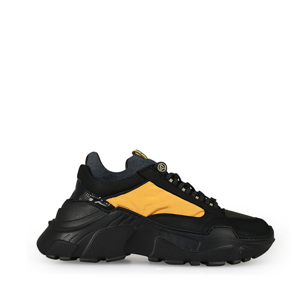 Rondinella - Black chunky sneaker with mustard