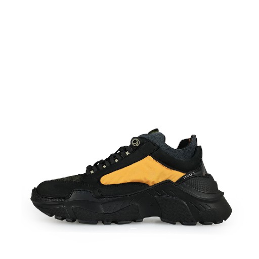 Rondinella trainer Black chunky sneaker with mustard