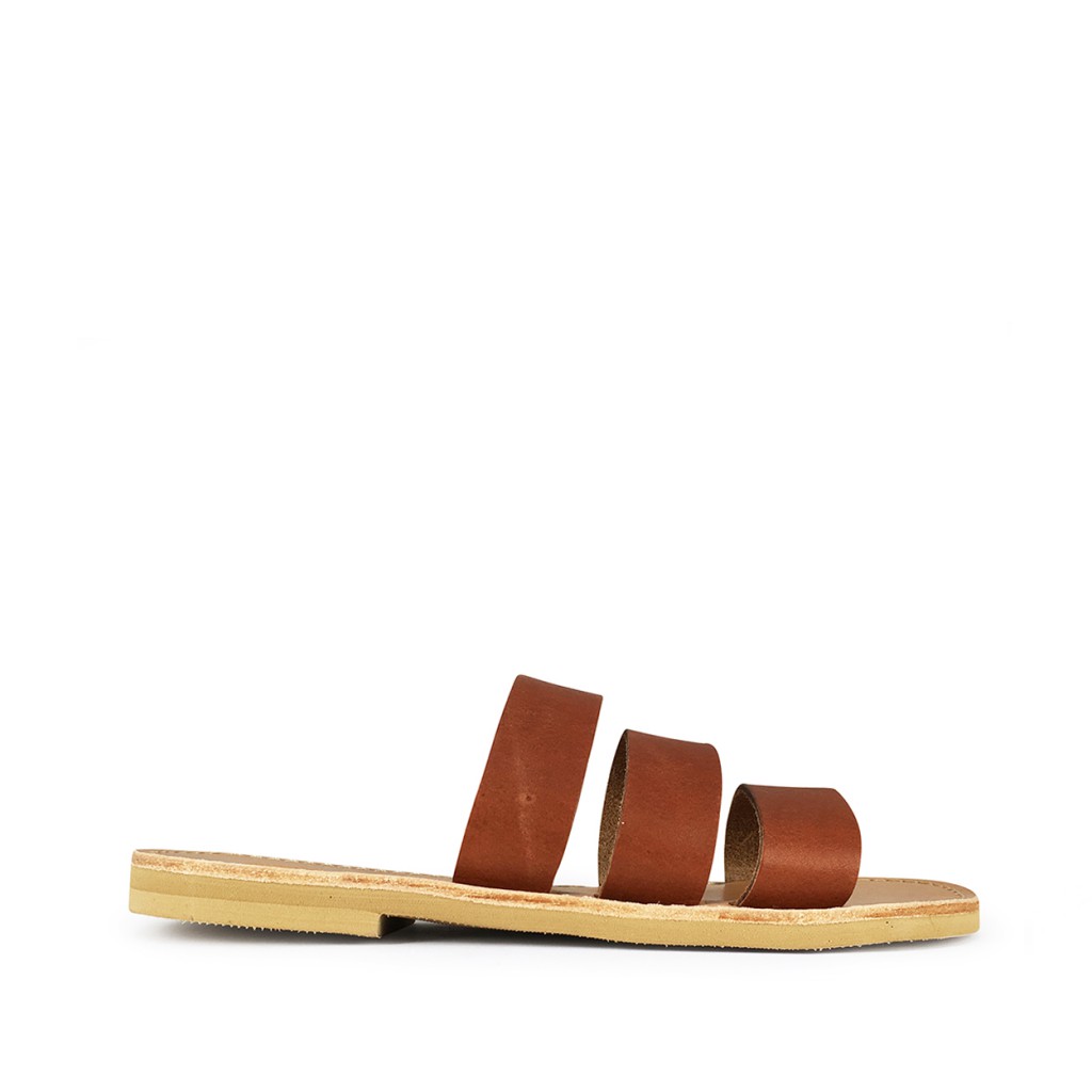 Thluto - Stylish brown leather slippers Ines