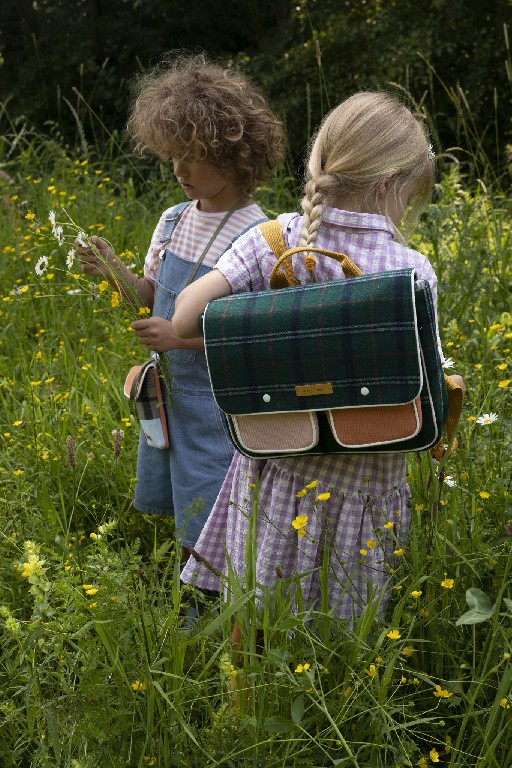 Sticky Lemon / Sticky Sis schoolbag Green preschool bag with checks