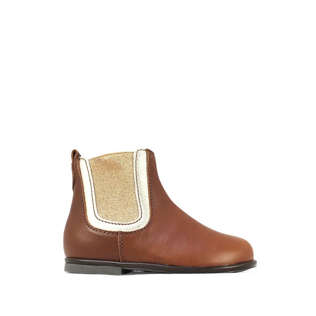 Beberlis - Brown first step short boot with gold