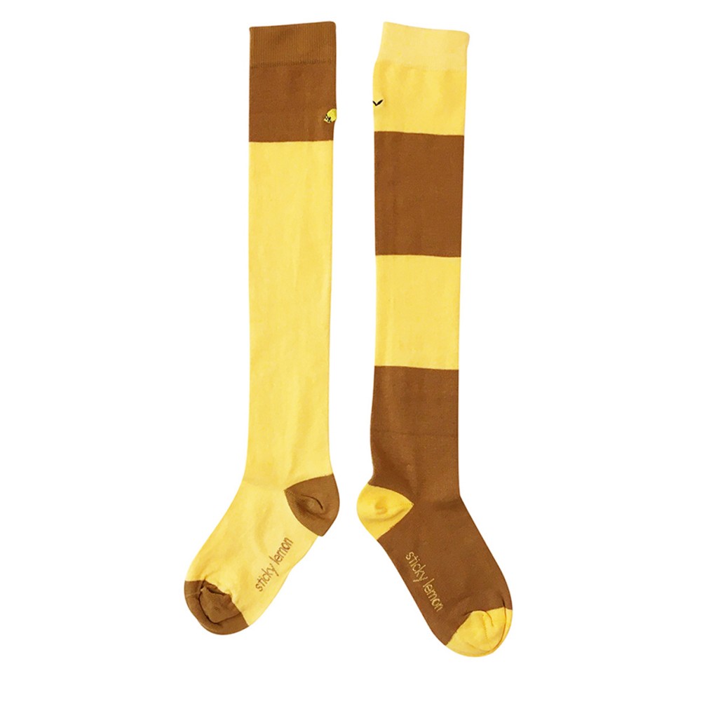 Sticky Lemon / Sticky Sis - Knee socks vertical stripes caramel fudge