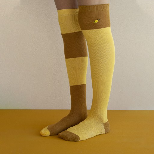 Sticky Lemon / Sticky Sis knee socks Knee socks vertical stripes caramel fudge