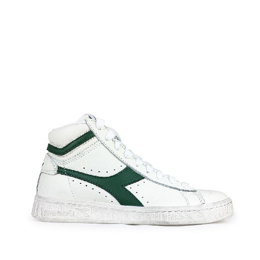 Kinderschoen online Diadora sneaker Halfhoge witte sneaker met groen logo