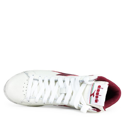 Diadora trainer Semi-high white sneaker with burgundy logo
