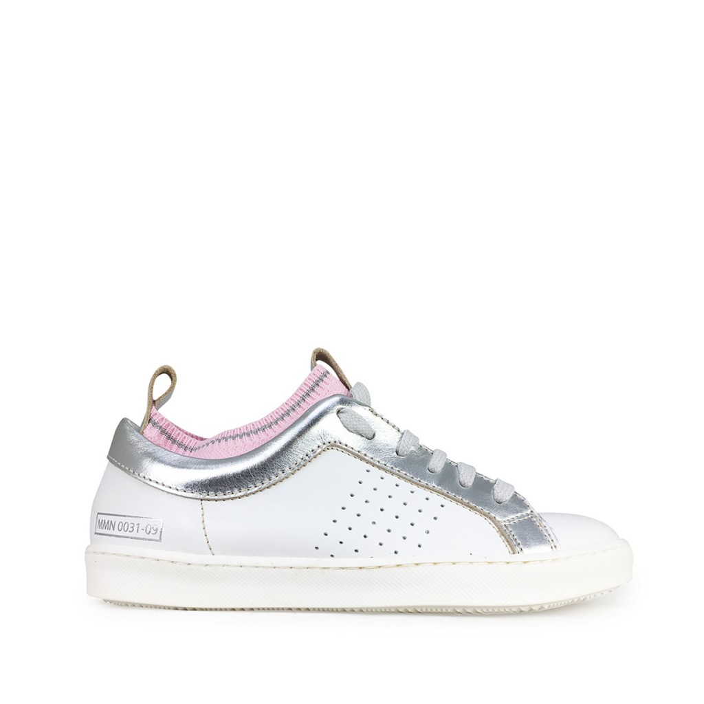 Momino - White sneaker with silver and pink detail