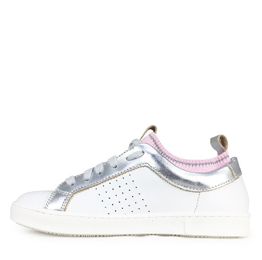Momino trainer White sneaker with silver and pink detail