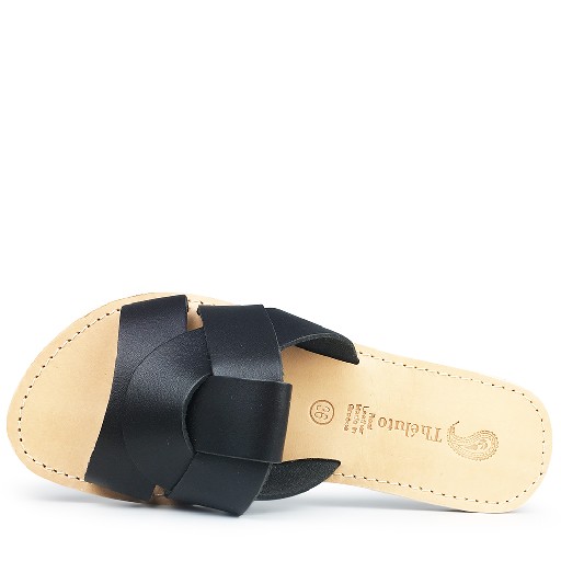 Thluto sandals Stylish black leather slippers