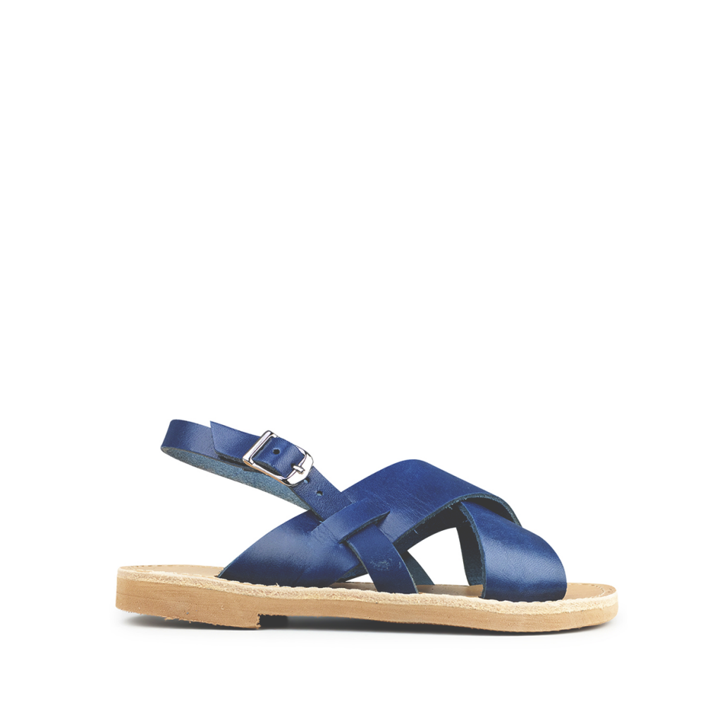 Thluto - Jeans blauwe lederen sandaal