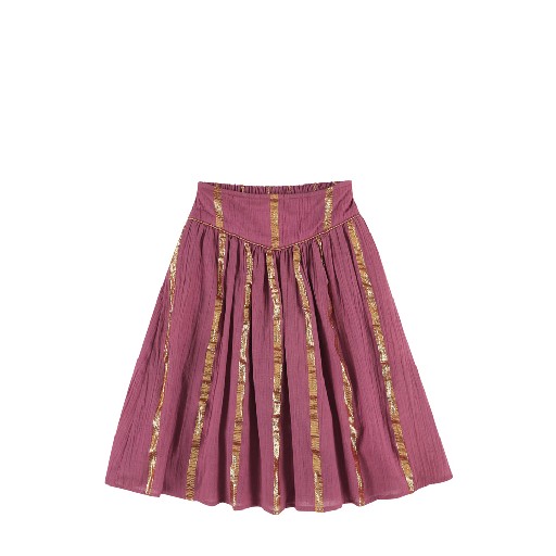 Kinderschoen online Simple Kids rokken Lange burgundy-kleurige rok met gouden detail