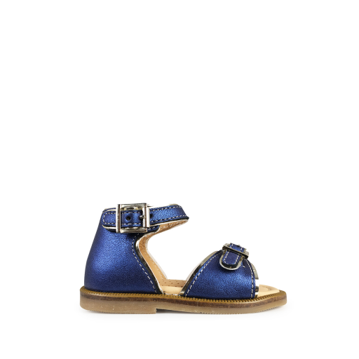 Ocra sandalen Blauwe sandaal met gesloten hiel