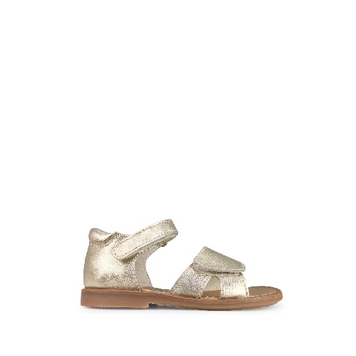 Kinderschoen online Beberlis sandalen Gouden glitter sandaal met velcro
