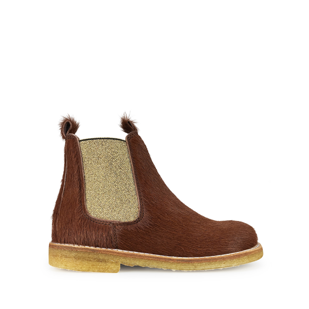 Angulus short boots Brown pony chelsea boot