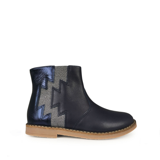 Pom d'api short boots Short navy boot with metallic blue and silver